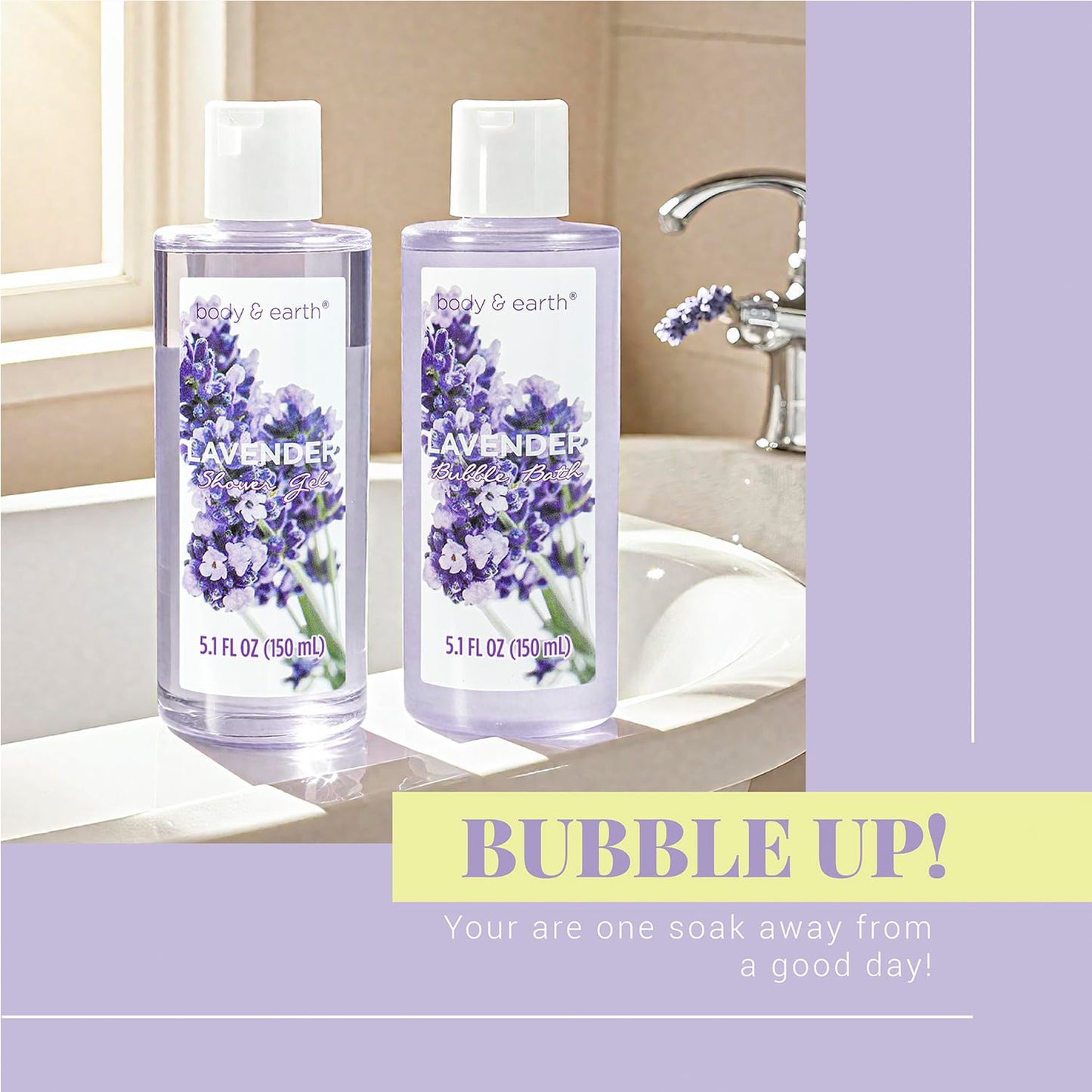 BODY & EARTH Spa Gift Baskets for Women 11pcs Lavender Gift Sets with Bubble Bath, Shower Gel, Body Lotion, Mom Birthday Gifts, Spa Kit, Purple Gift, Valentines Day Gifts for Her