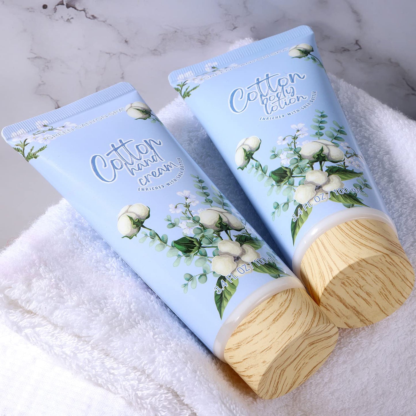 Green Canyon Spa 10 Pcs Cotton Scent Spa Gift Baskets Luxurious Gifts for Women Gift for Her Valentines Day Gifts for Women Bath and Body Gift Sets Presents for Her