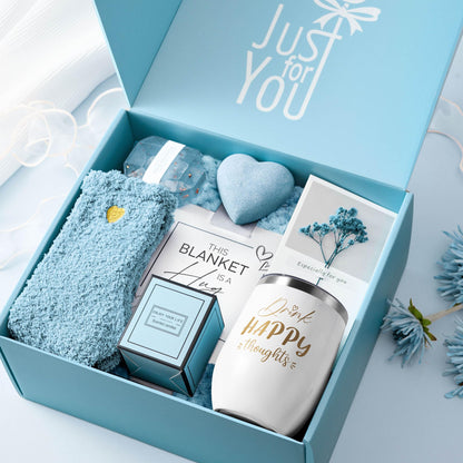 Self Care Get Well Soon Gifts for Women, Luxury Ocean Spa Gift Basket with Flannel Blanket - Unique Birthday Christmas Mother's Valentines Day Gifts for Mom Wife Girlfriend Best Friend Sister Her